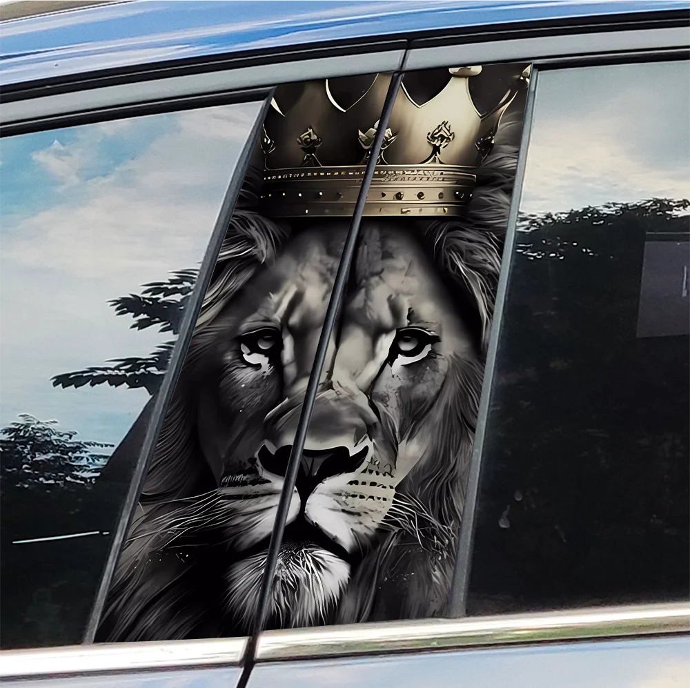 Lion Car Stickers Auto B-pillar Car Center Column Decoration Cover Scratches Waterproof Sunscreen Vinyl Decals Accessories