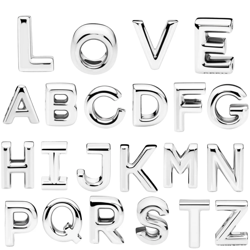 Hot Sale 925 Sterling Silver Original 26 English Letter Bead DIY Charms Bracelet Accessories Pendant Women Surprise Jewelry Gift