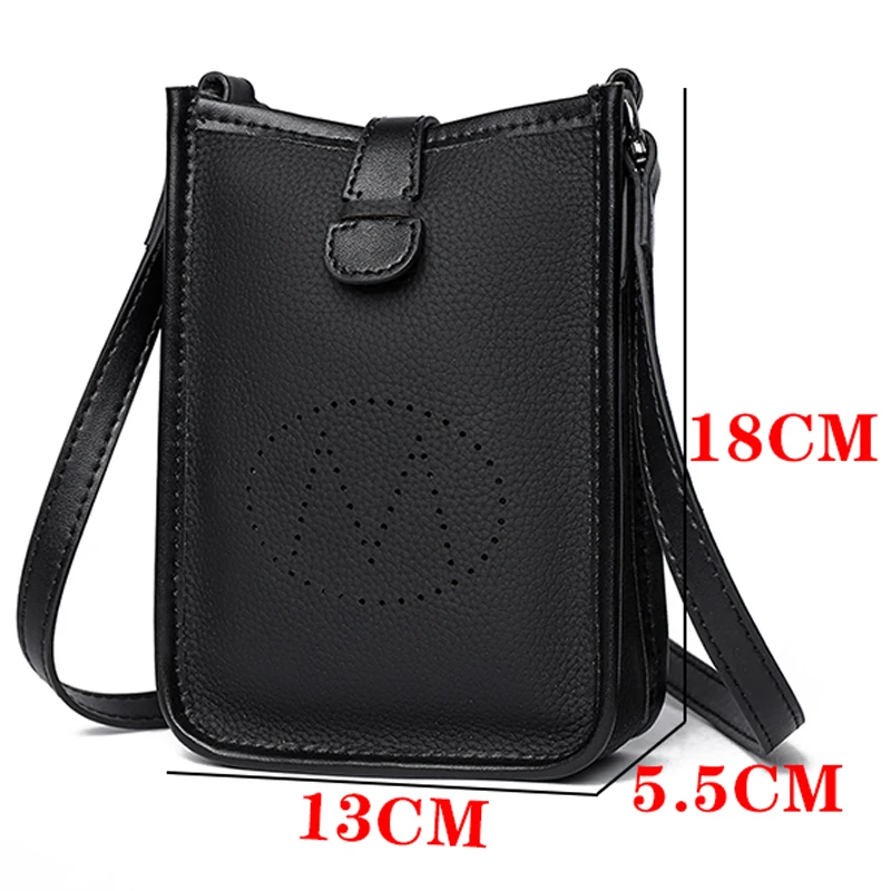 Fashion Solid Color Cowhide Women Shoulder Crossbody Bag Luxury Ladies Phone Bag And Purses Genuine Leather Handbag Women\'s Bags