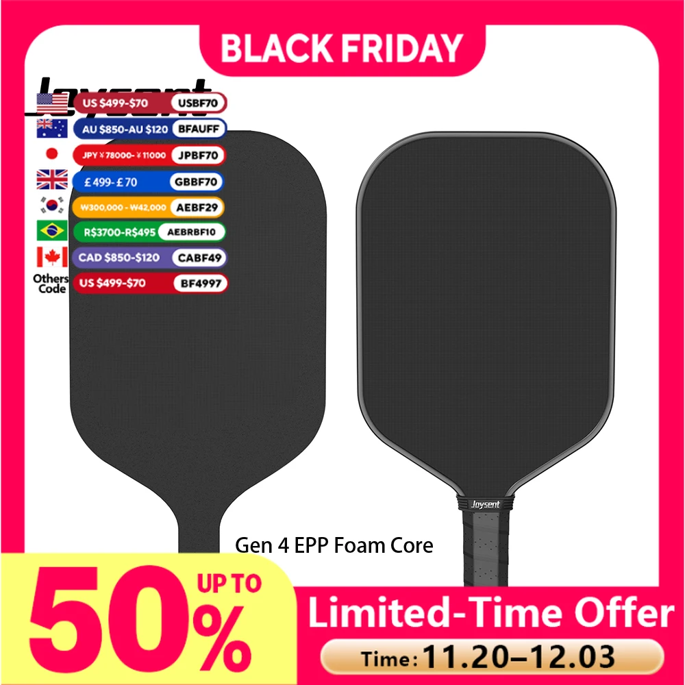 

Ракетка Joysent Gen 4th Pickleball Paddle Truffam EPP Foam Core и PU Foam T700 Raw Carbon Fiber Spin Control Power Thermoformed