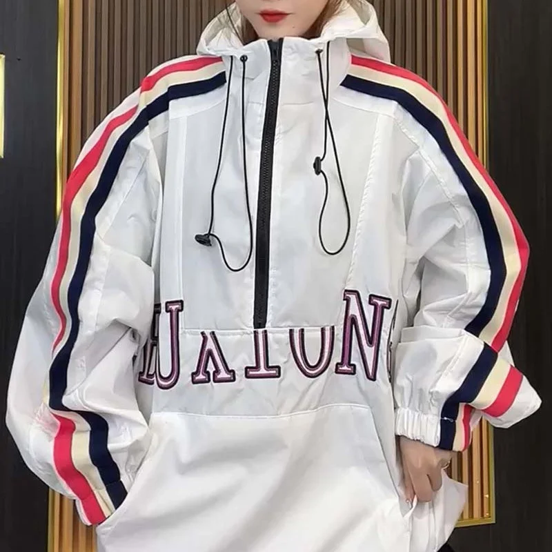 

plus Size 300 Pou Casual f Zipper Hooded Jaet Women's Autumn Top Versatile Workwear Outerwear European Sle plus Size