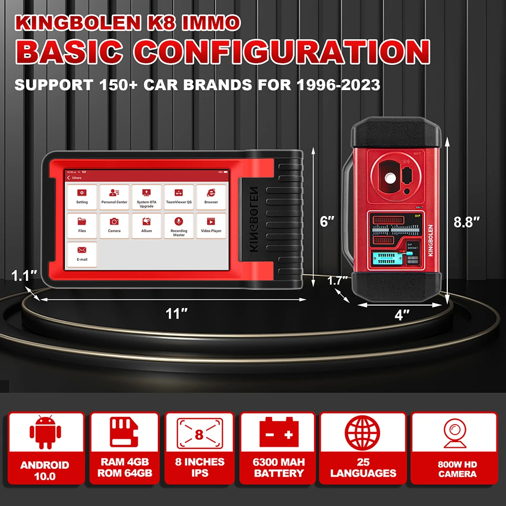 KINGBOLEN K8 IMMO Full System Diagnostics Tool 24 Resets ECU Coding  Key Programming OBD2 Scanner 2 Years Free pk X431 IMMO