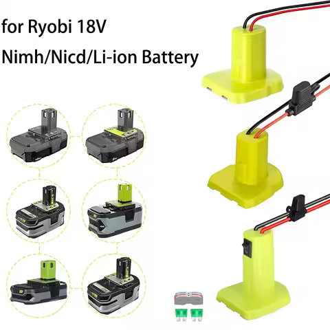 for Ryobi 18V Nimh/Nicd/Li-ion Battery Power Wheels Adapter for Ryobi 18V Battery with Fuse Switch DIY Battery Adapter Connector