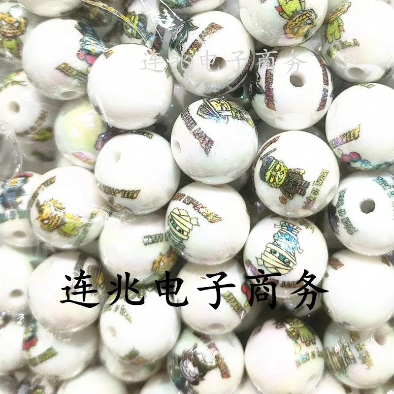 5pcs bad guys cartoon anime acrylic beads white background printed beads for diy jewelry making bracelets materials