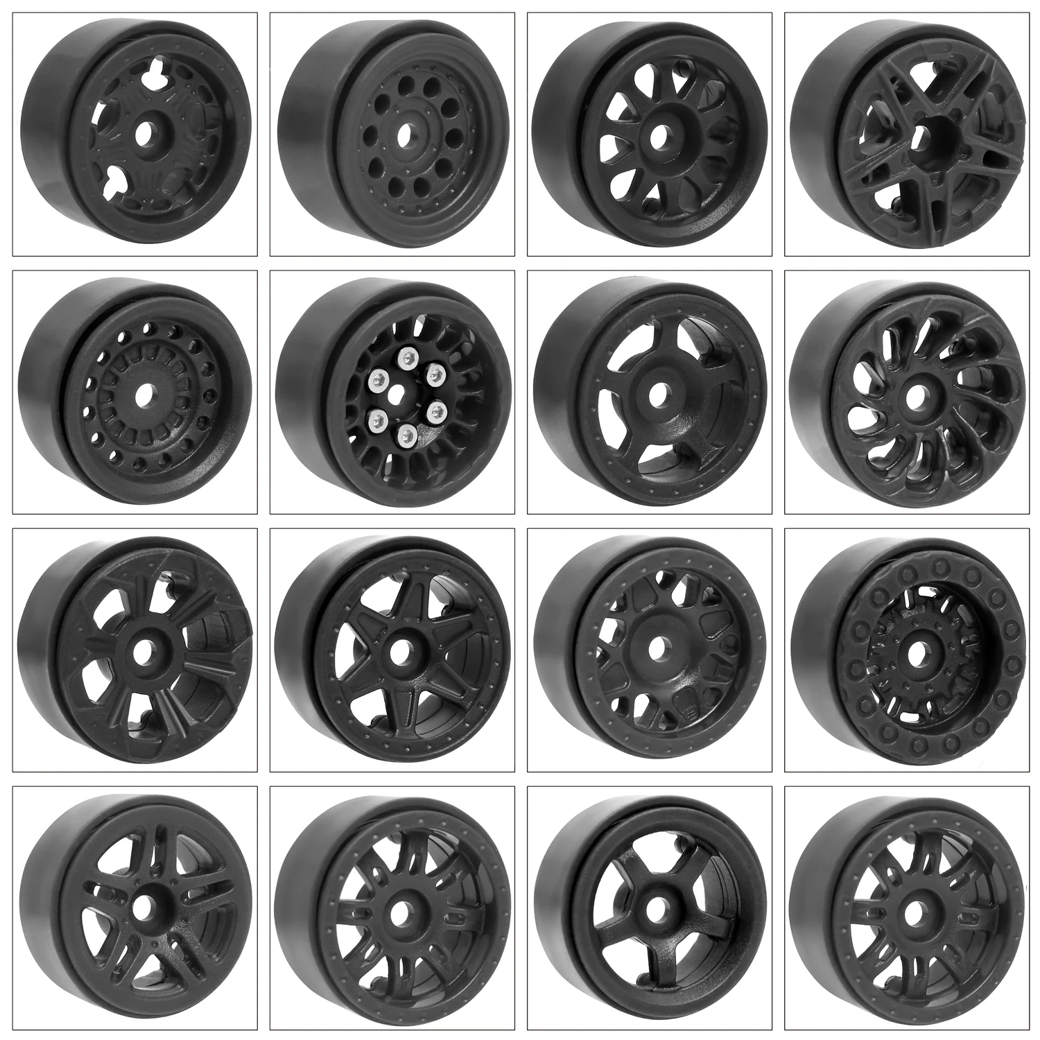 Llanta de rueda de plástico de 1,0 pulgadas, cubo de rueda para 1/24 1/18 RC Crawler Axial SCX24, cerrojo gladiador Bronco AX24 TRX4M FCX24, pieza de mejora