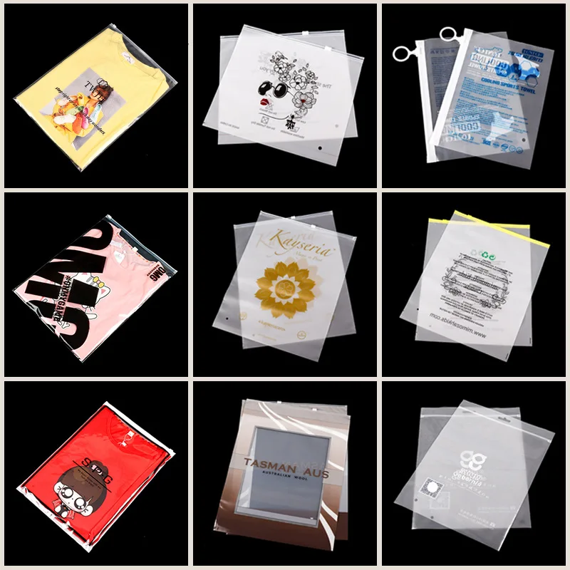 

StoBag Transparent Frosted Clothes Packaging Zipper Ziplock Bags PE Plastic Storage Waterproof Sealed Towel Custom Logo Reusable