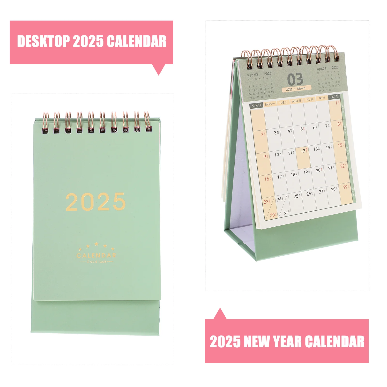 2025 Desk Calendar Small Table Standing Flip Calendars Mini Desktop for Decorative