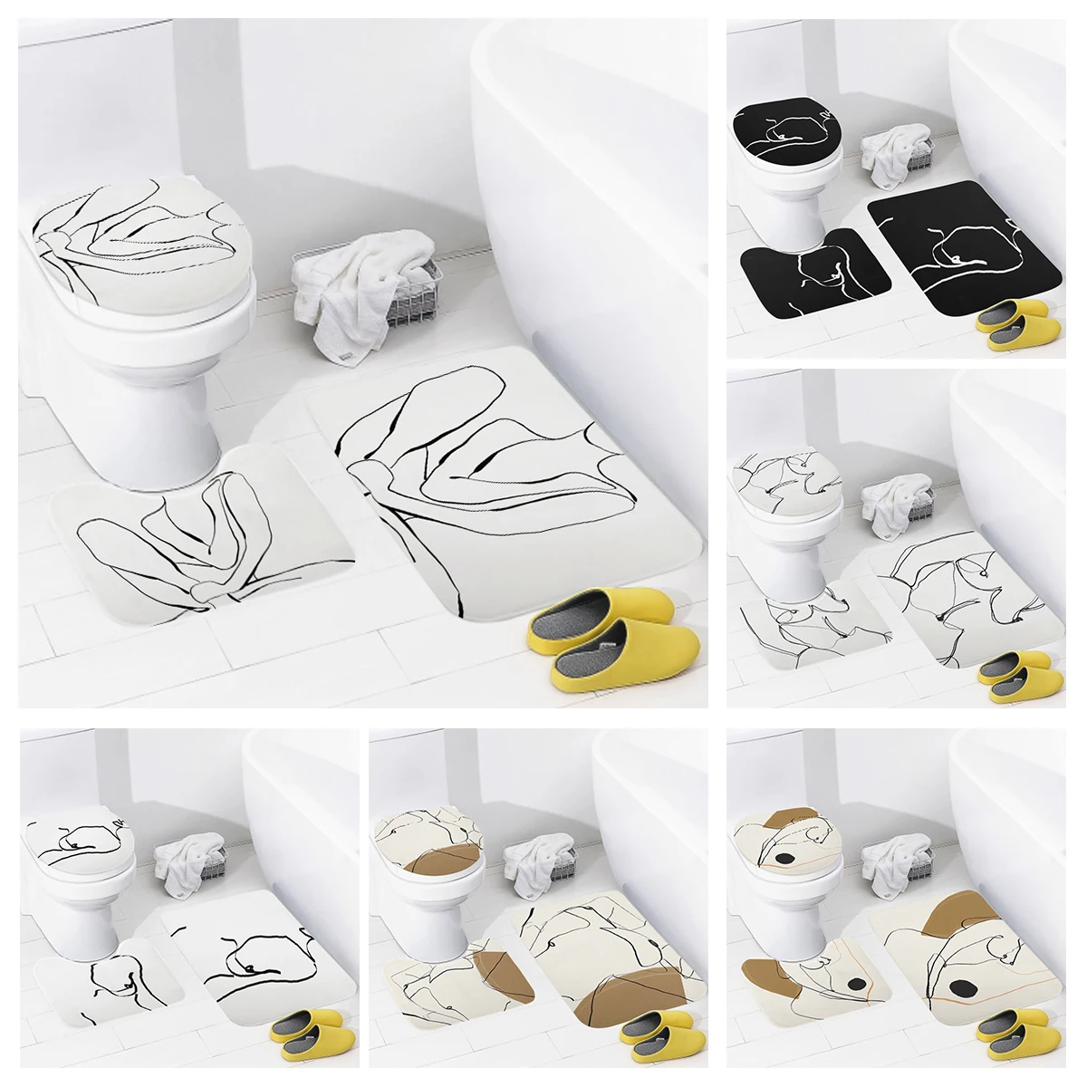 

Домашние коврики для ванной комнаты, коврик для ног в стиле животного, современные аксессуары, Противоскользящий коврик для ванной, абстрактный morandi