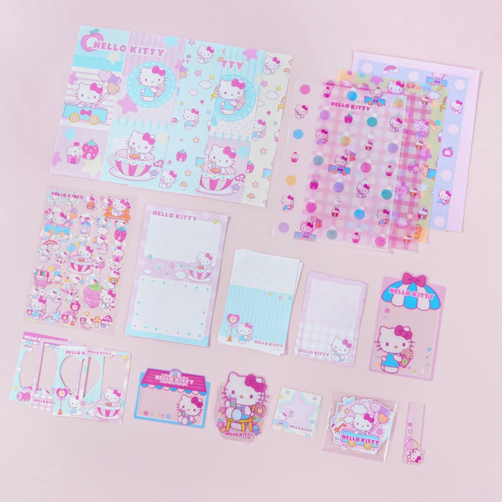 Genuine Sanrio Hello Kitty Scrapbook Supplies Bag 51PCS Kawaii Journal Material Set for Diary Collage Planner Photo Album Gifts view 3