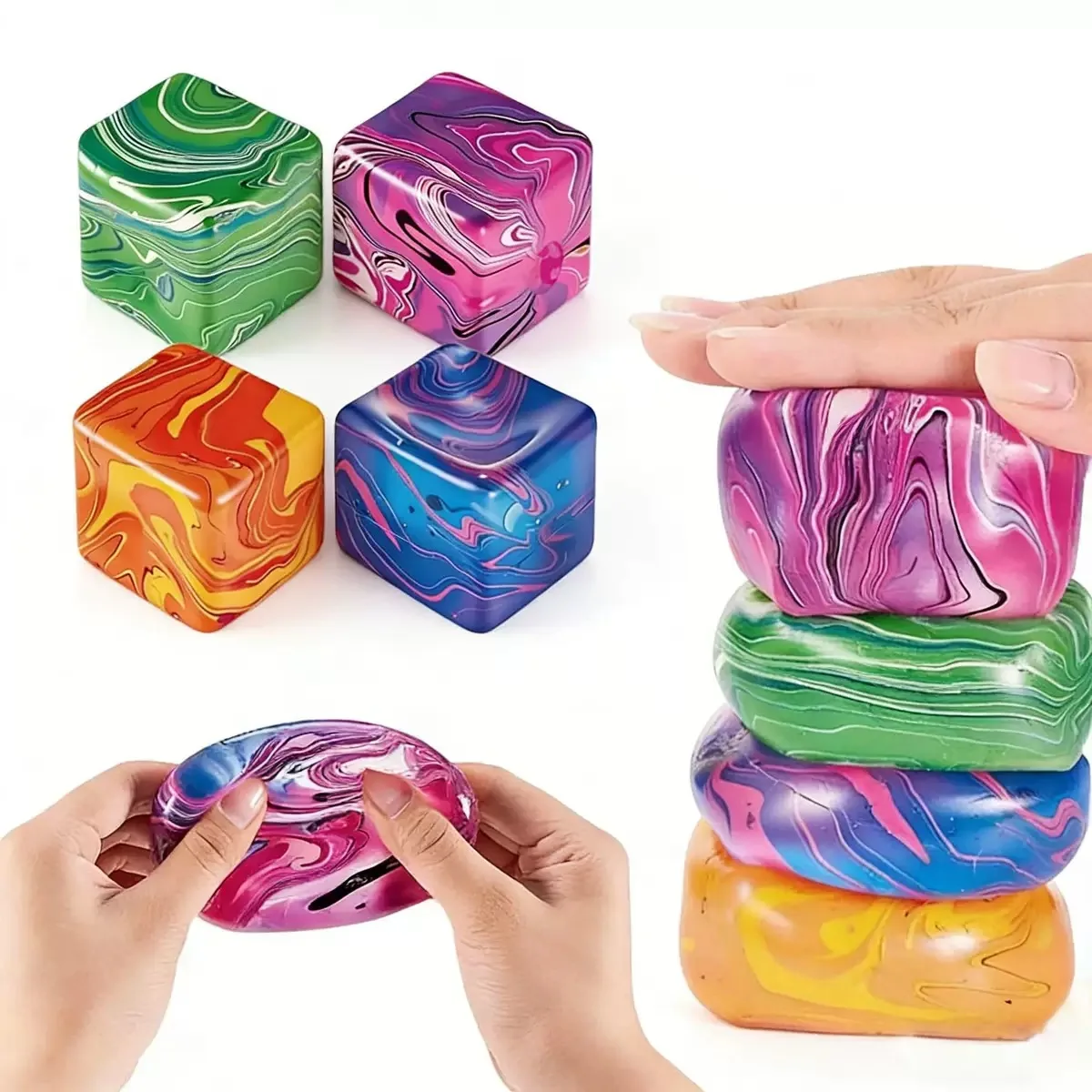 1 Piece Cube-Shaped Squeeze Toy, Muscle Strength Shaping Squeeze Maltose Stress Relief Ball, Slow Rebound Soft Candy Toy, Super Hard Jelly-Like Squeeze Ball, Stress Relief Toy, Suitable for Teenagers and Adults, Sensory Stimulation, Stress Relief, Birthday Party Gift, Christmas Gift