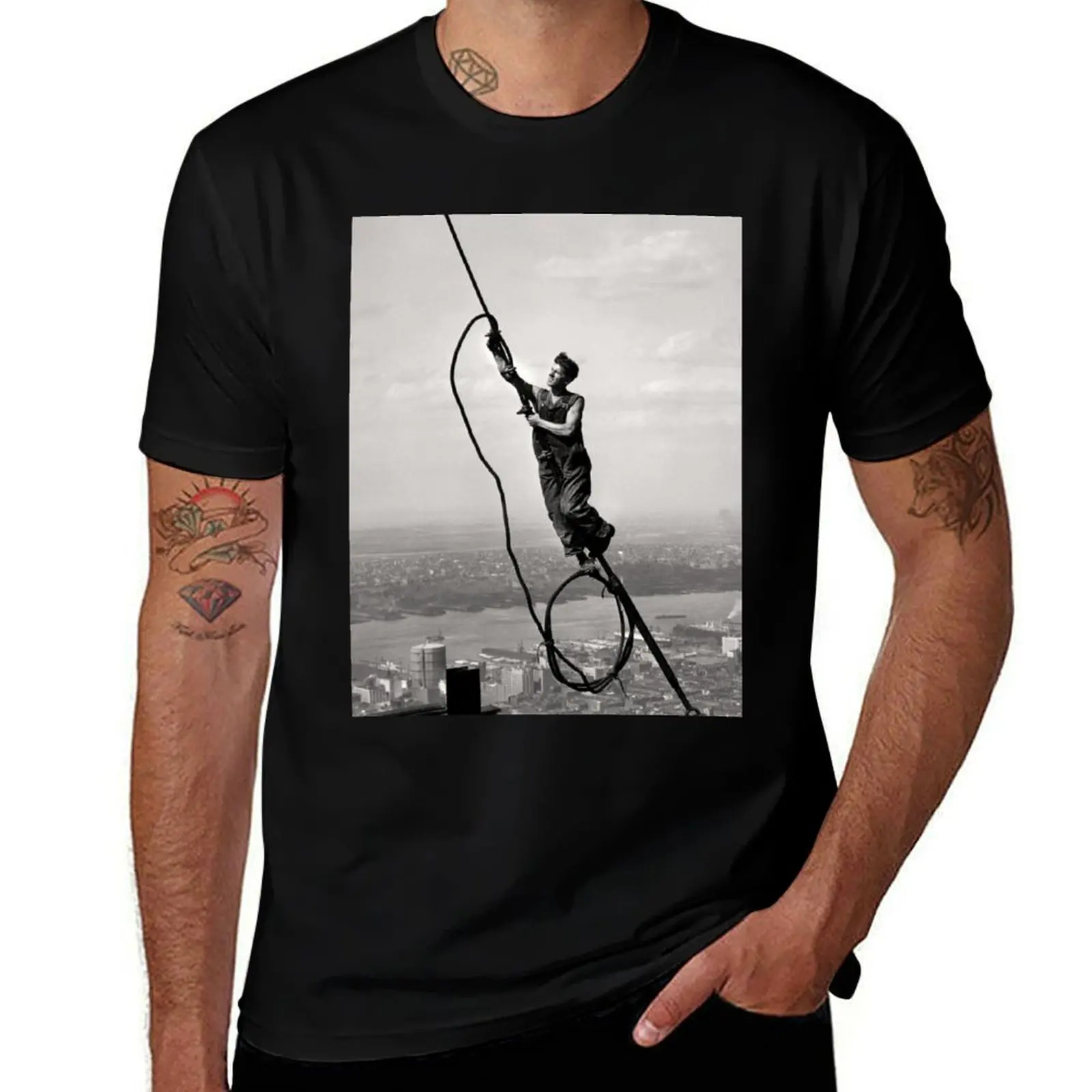 

Icarus, high up on Empire State-Lewis W. Hine(1874–1940) T-Shirt gifts for boyfriend vintage clothes shirts men graphic