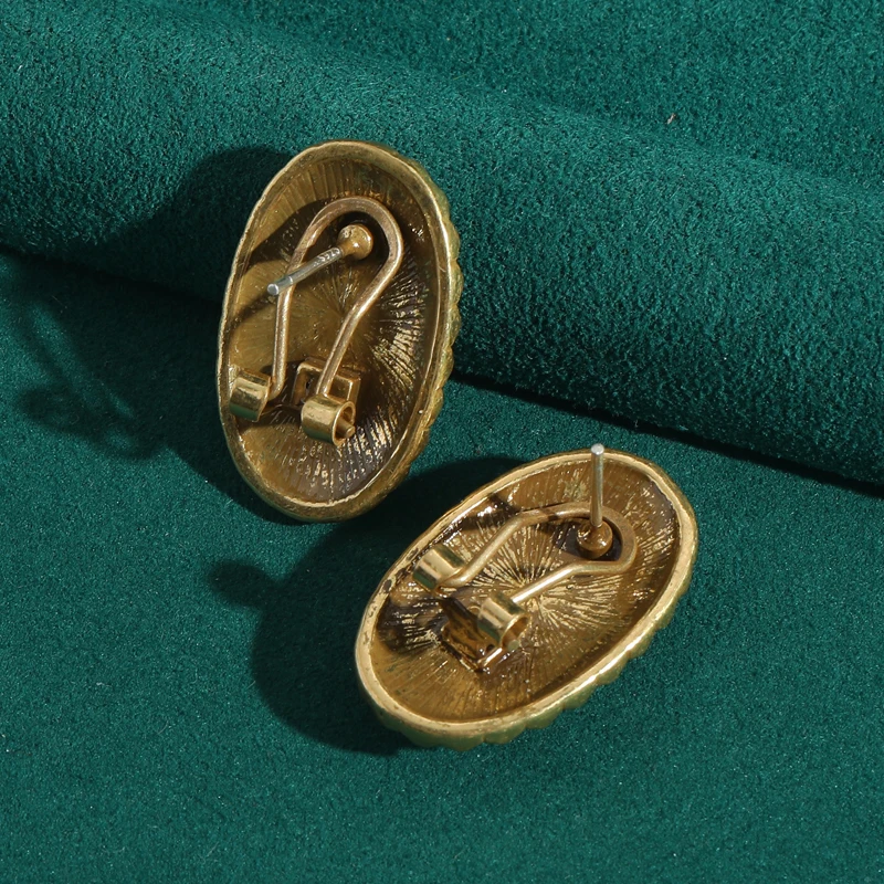 العتيقة الذهب اللون الأسود العقيق البيضاوي قرط الاذن المرصع حجر الراين مجوهرات فاخرة مصمم خمر للنساء الزفاف الشكر 2025