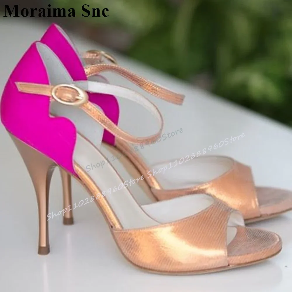 

Luxury Mixed Color Shallow Sandals Thin High Heel Shoes For Women Ankle Buckle Strap Peep Toe 2025 Fashion Zapatos Para Mujere
