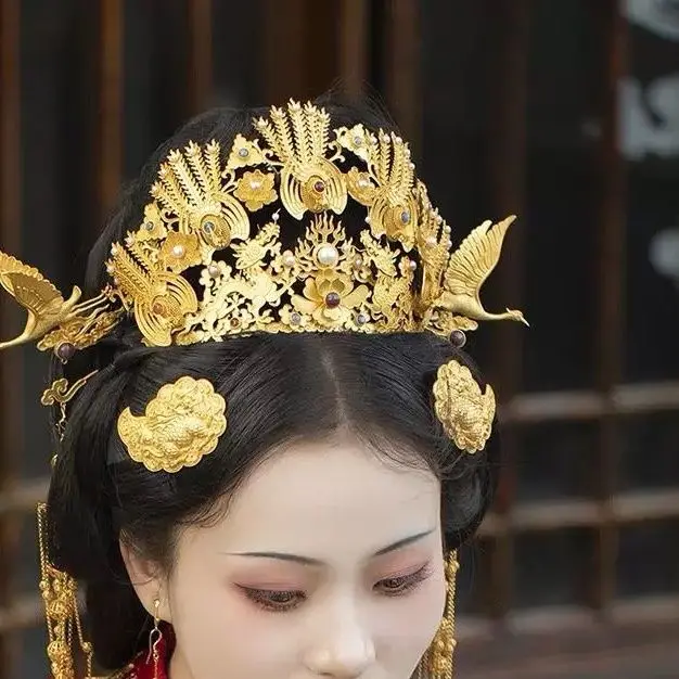 Restoration of Ming Dynasty Kirin Pattern Xiangyun Mask Bin Ming Clothing Hair Accessories Pure Copper Gold Plated Hairpin