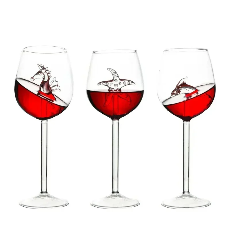 Creative dolphin red wine goblet starfish seahorse beer glass transparent red wine glass wine glass bar counter home restaurant