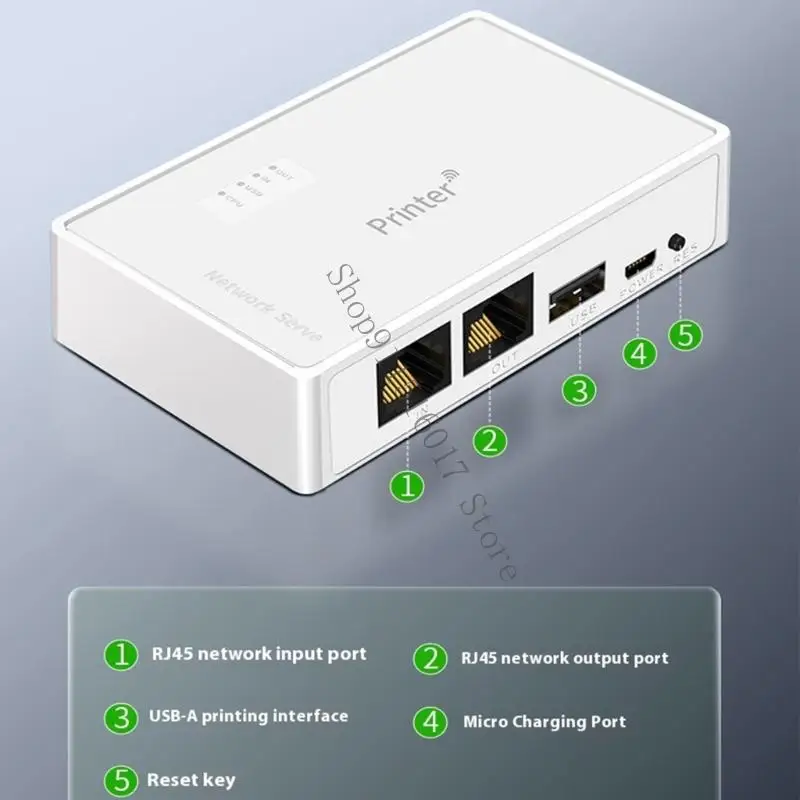 خادم الطباعة اللاسلكي USB 10/100 ميغابت في الثانية تحويل طابعة USB إلى جهاز مشاركة طابعة شبكة WiFi Ethernet اللاسلكية 45BA #2
