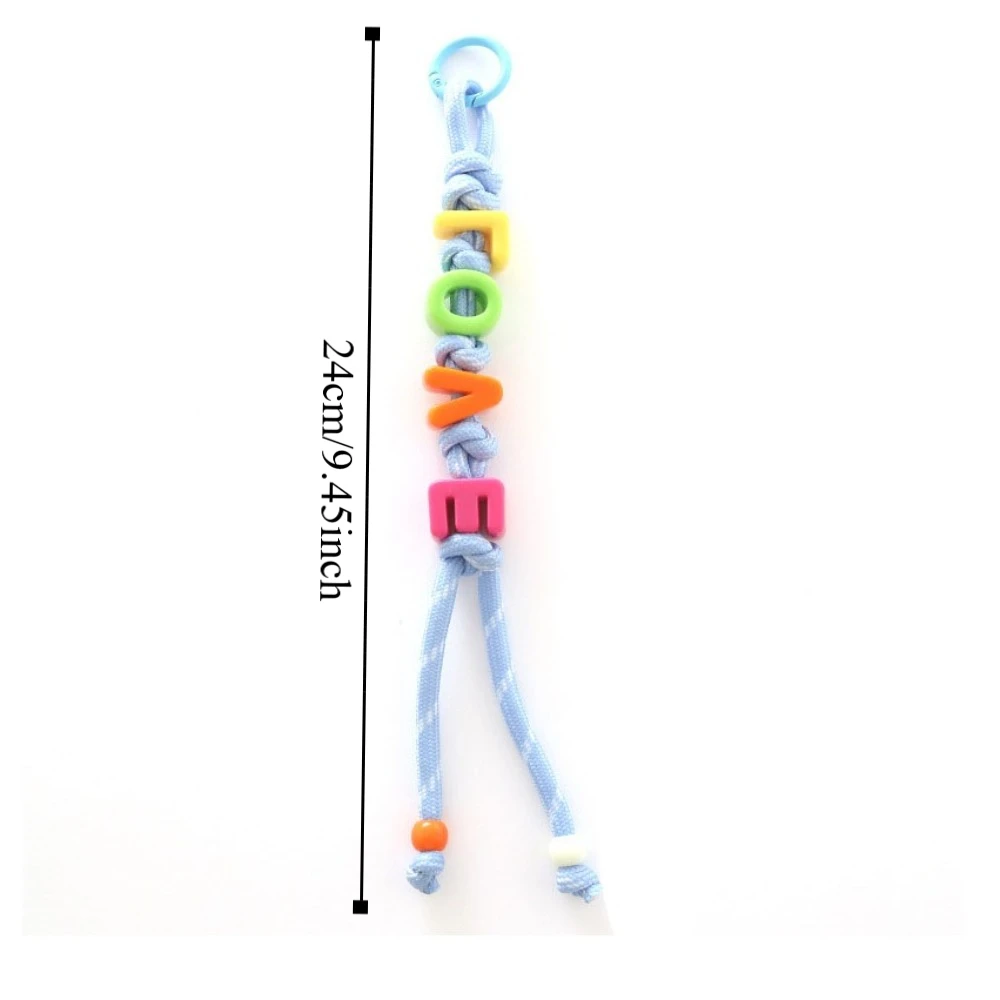 Cute Lucky Letter Acrylic Beads Keychain Colorful Handmade Beaded Tassel Pendant Bag Hanging Anti-Lost Mobile Phone Lanyard Ins
