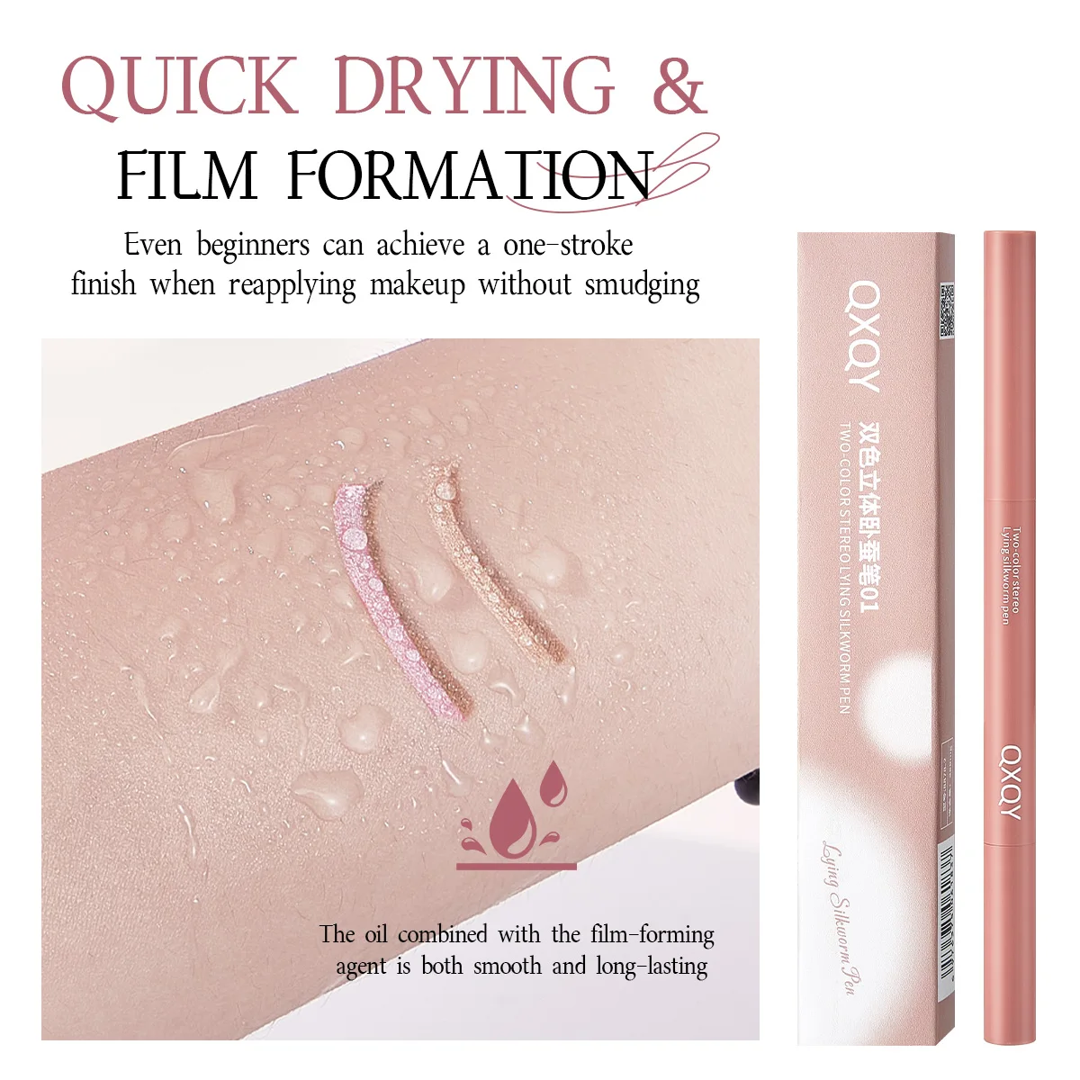 QXQY Tweekleurige zijderupspen verheldert en gemakkelijk te stomp Dubbelkoppige, niet-trekkende zijderupspen