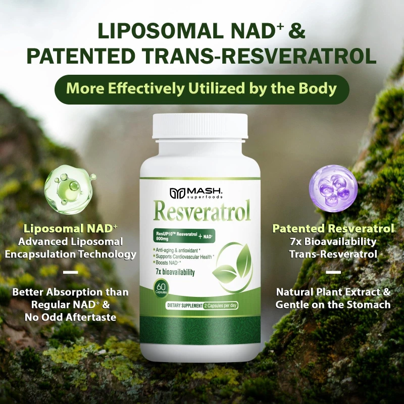 Resveratrol Extract, Antioxidant Supplement for Heart and Cell Health, Supports Healthy Skin and Immune System, 60 Capsules