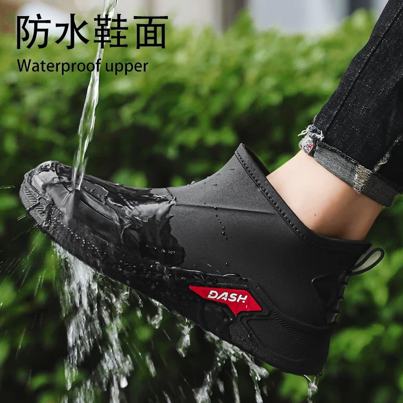 Fashion Men's Rain Boots High Quality Outdoor Casual Men Hiking Fishing Water Shoes Non-Slip Chef Working Boot Waterproof Shoe