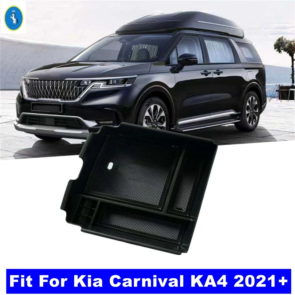 

Car Central Armrest Storage Box Plate Pallet Container Phone Tray Cover Trim ABS Accessories For Kia Carnival KA4 2021 - 2024