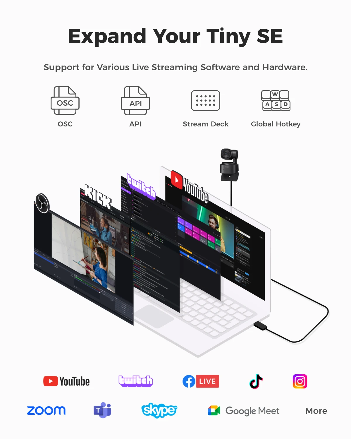 كاميرا ويب OBSBOT Tiny SE 1080P 100FPS للكمبيوتر الشخصي، كاميرا بث PTZ لتتبع الذكاء الاصطناعي مع مستشعر 1/2.8 بوصة، تحكم بالإيماءات، ISO مزدوج، HDR #6