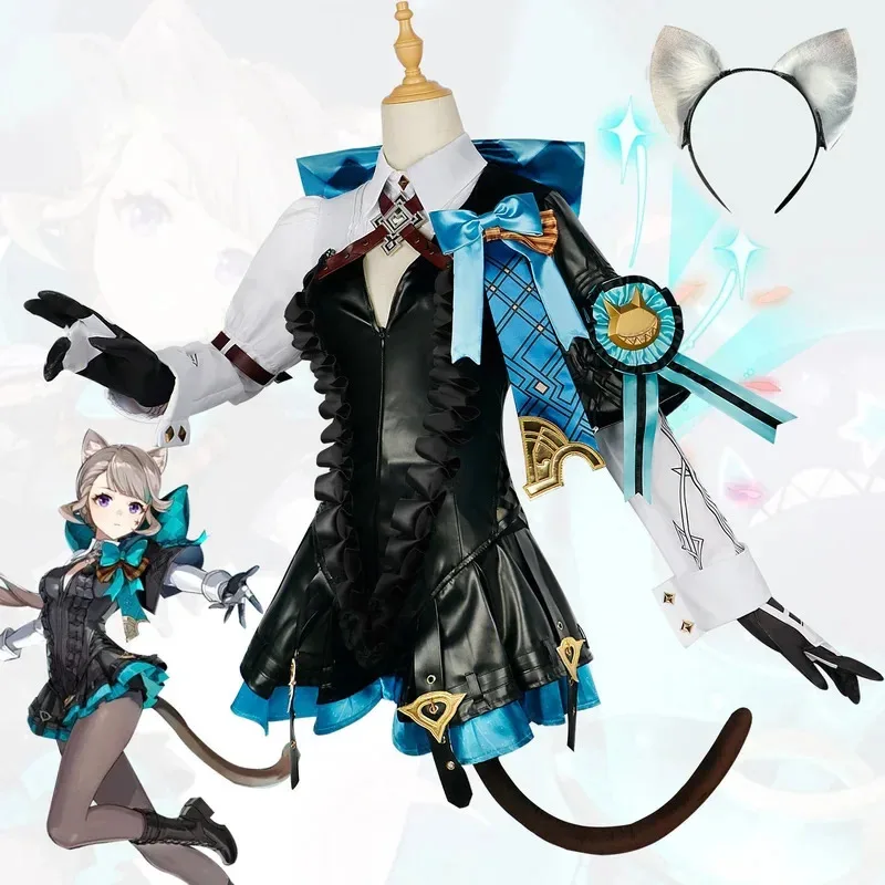 2024 New Hot-sale Women's Cosplay Quadratic Game Anime Accurate Reduction Magician Cute Black Pantdress And Shawl Lsy041