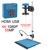 4K Feature HD Video Microscope 10X-30X Continuous zoom C-Mount Parfocal Lens Takes Video Pictures Measurement Cellphone Repair