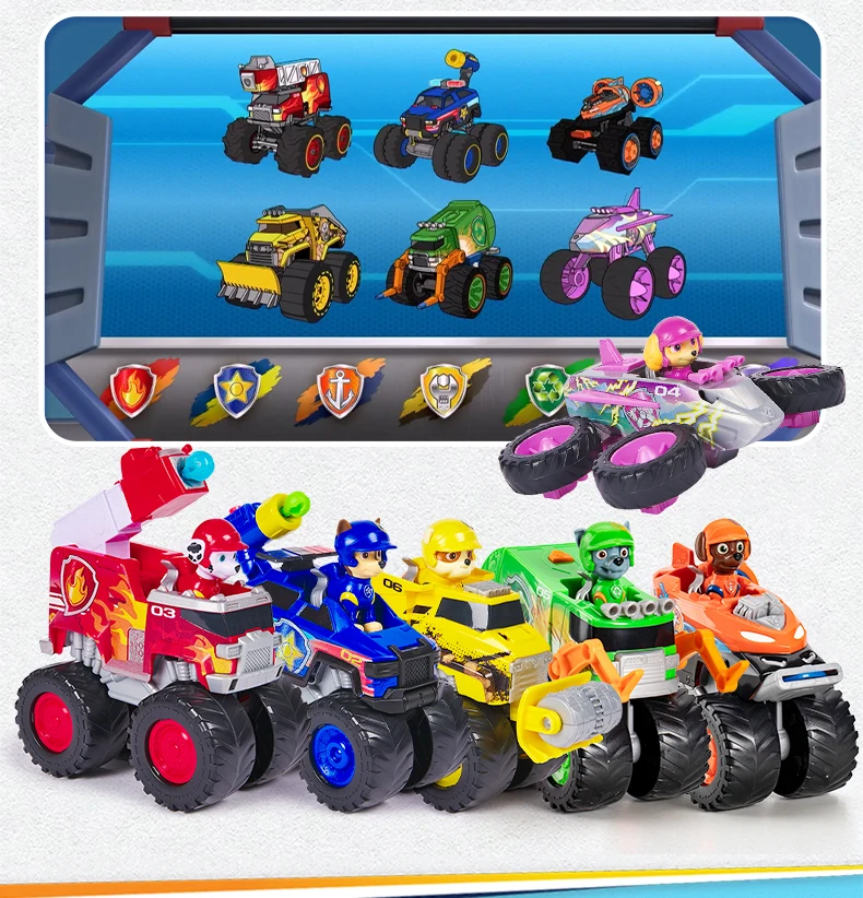 Original Paw Patrol Rettungsfahrzeuge Chase Marshall Rocky Roxi Skye Boomer Zuma Rubble Spielzeugfahrzeug mit Sammelfigur – Detail 13