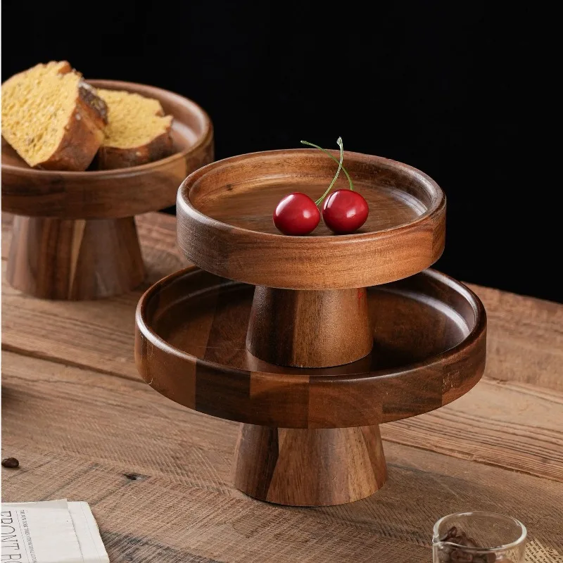 

​​​​​​​Elegant Wooden Pedestal Cake Stand Vintage High Foot Dessert Display Plate for Home Kitchen Afternoon Tea Fruit Serving