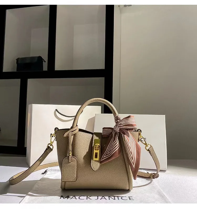 High Quality Solid Color Textured Leather Bucket Bag Women Fashion Handbag Shoulder Messenger Bag Lady Purse Female Casual Bag