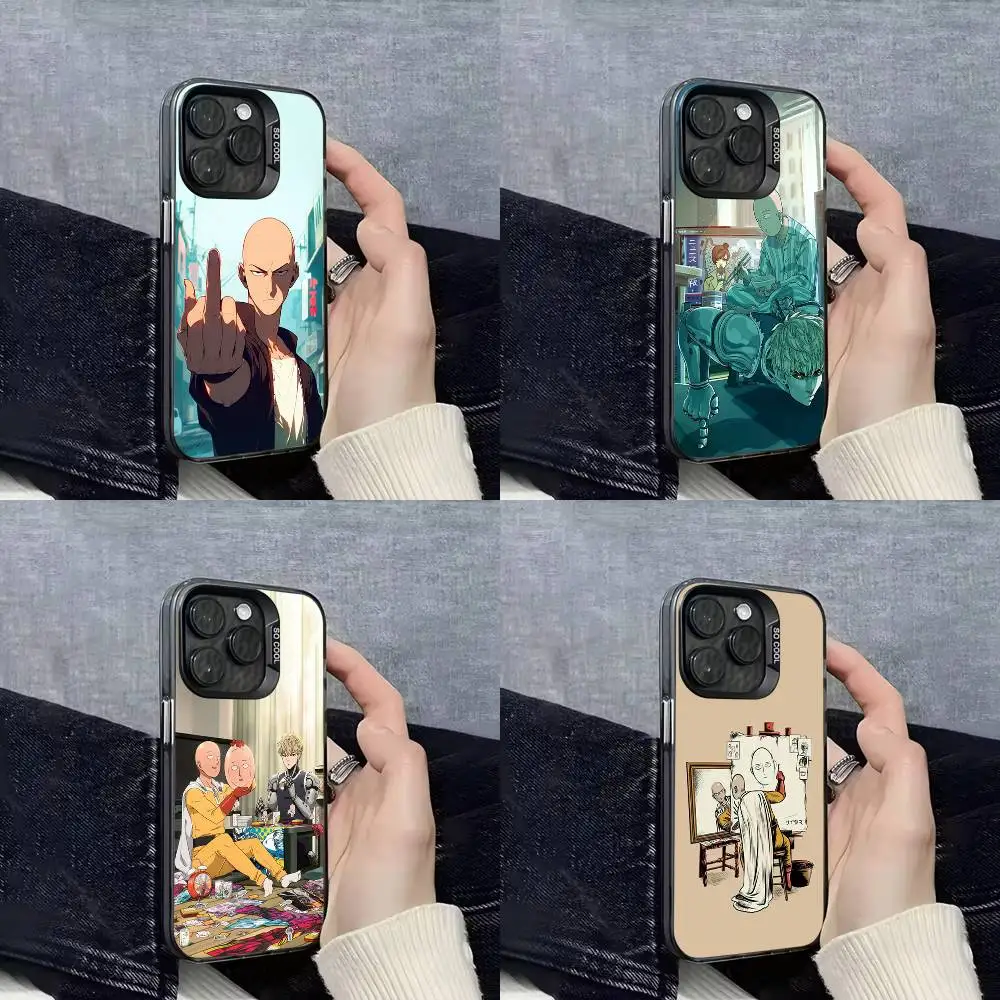 

One P-Punch Man Saitama Phone Case For iPhone 16,15,14,13,12,11,Mini,Pro,E,SE4,XS,MAX Black Candy Matte Cover