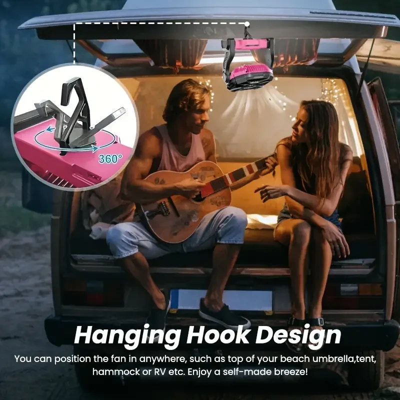 Pengisian + Penerangan + Kipas Angin Kipas Gaya Berkemah Listrik Tiga-Dalam-Satu dengan Lentera Led Kipas Tenda Portabel dengan Fungsi Putar, Fungsi Catu Daya Darurat Saat Pemadaman Listrik, Cocok untuk Operasi Barbekyu atau Perjalanan