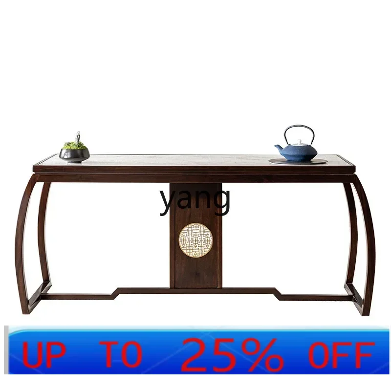

LMM New Chinese Ebony Tea Table Solid Wood Marble Tea Table Tea Room Furniture