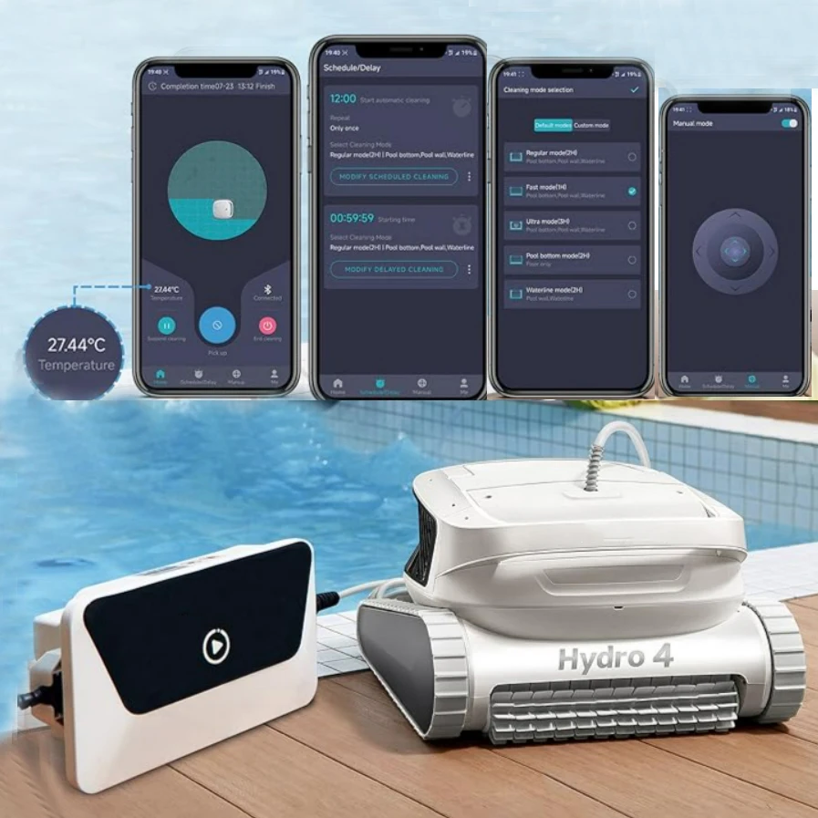 

Corded Robotic Pool Cleaner, Smart Navigation Automatic,Support APP, Suitable for Walls, Floors, Waterline Cleaning Pool Robot