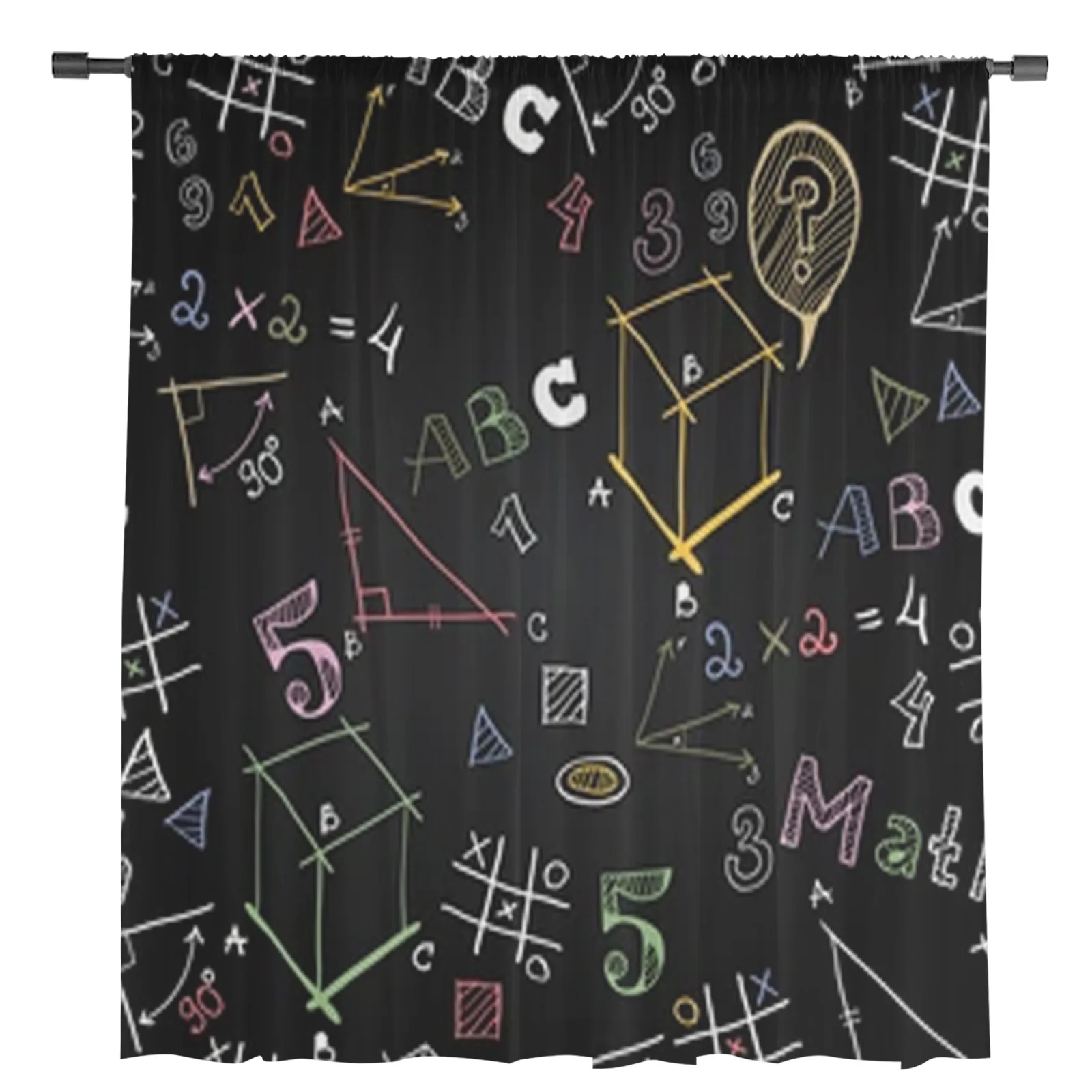 Blackboard School Pattern Chiffon Sheer Curtains For Living Room Bedroom Decor Kitchen Window Voiles Tulle Curtain