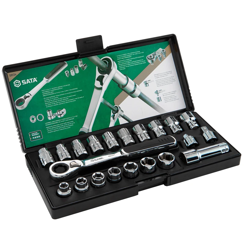 SATA 09134 Penetration Type Ratchet Wrench Socket Set High Quality Materials Exquisite Workmanship Simple Operation