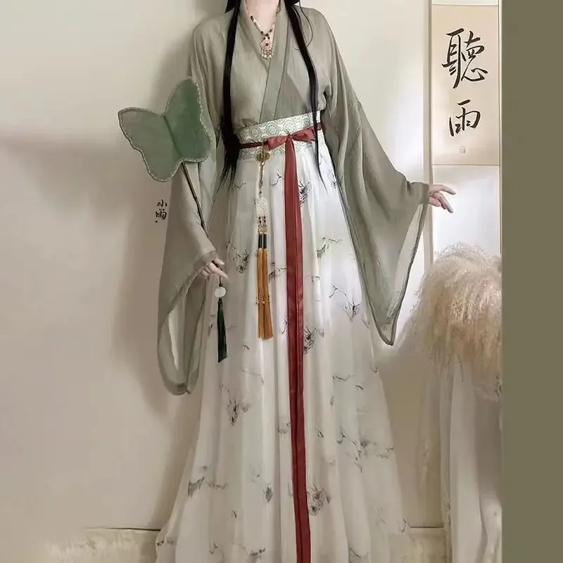 

Женское платье Hanfu в китайском стиле, традиционное элегантное платье принцессы с цветочной вышивкой, Восточная сказочная одежда для косплея и сценических танцев