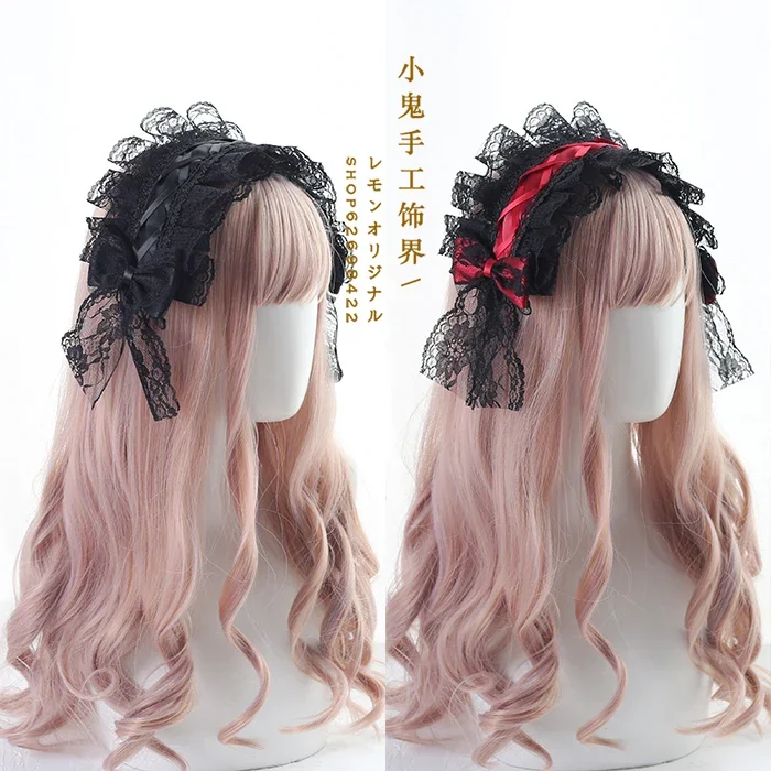 Palace Style Gothic Vintage Japanese Lolita Girl Headband Lace Bow Headwear Cosplay Hair band Hairpin accessori per capelli