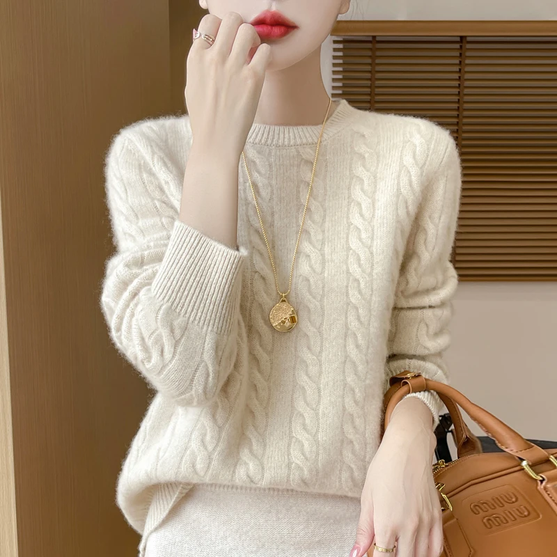 

Woolen Sweaters Woman Winter Knit Pullover Loose Casual Autumn Fashion Knitwear Elegant Knitted Comfortable Clothing Top 2025