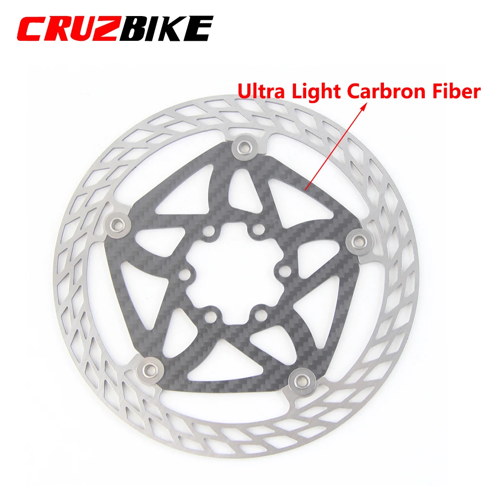 CRUZbike Carbon Fiber Bike Disc Brake Rotor MTB Road Bicycle Ultralight 6 Bolts Floating Rotor 140mm 160mm 180mm Brake Disc