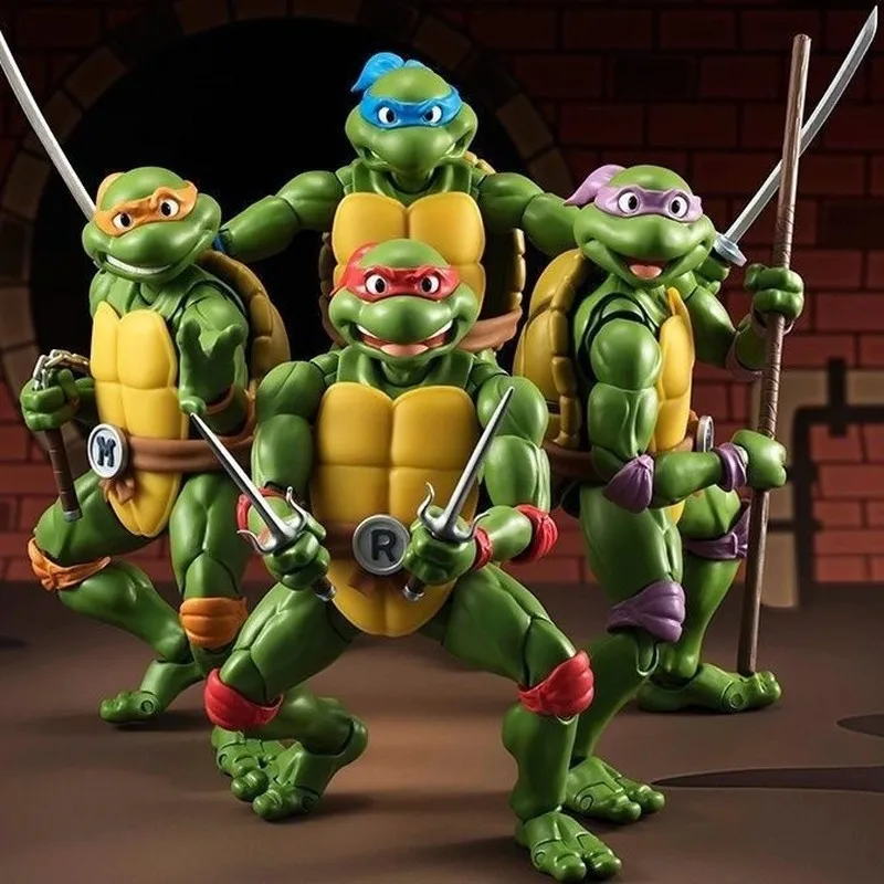 Shf Teenage Mutant Ninja Turtles Action Figures Toy 16cm Da Vinci Raphael Donatello Michelangelo Movable Statues Model Gifts