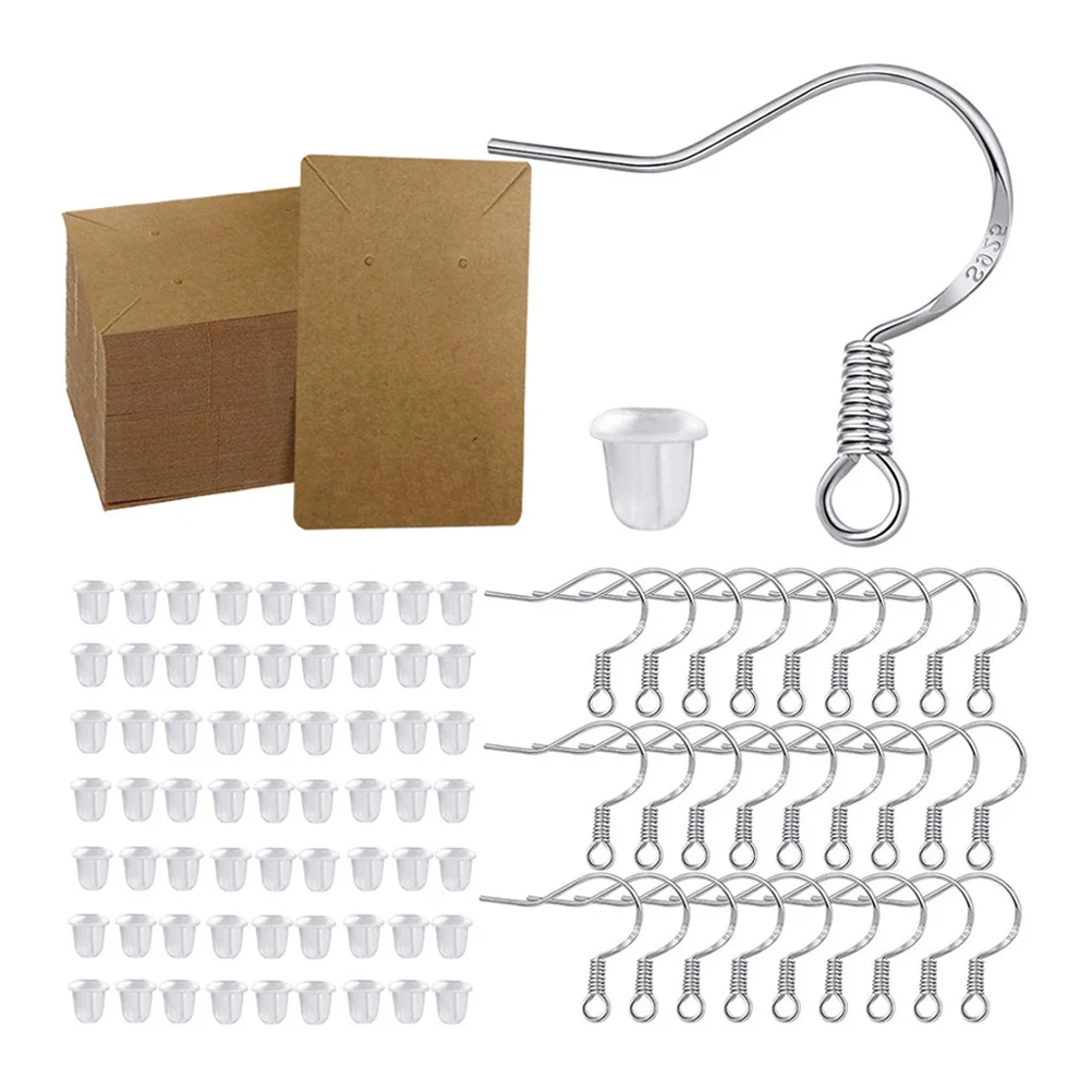 250 Pcs DIY Handmade Earrings Eardrop Material Set Making Kit Paperboard Back Stopping Hook Parts