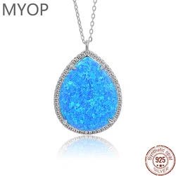 MYOP Synthetic OPAL Blue Pear-Shaped Necklace To Celebrate Christmas And Enjoy The Shining, Warm Winter Stories