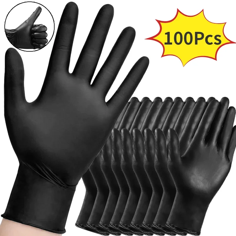 100/50/2pcs Disposable Nitrile PVC Gloves Gloves Black for Housework Cleaning Car Industry Gardening Pet Care Cooking Tools