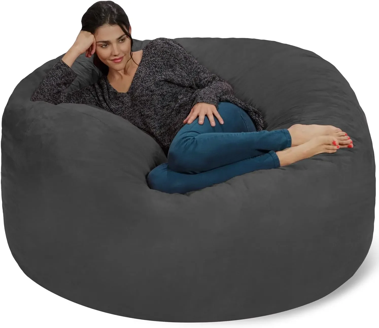 Bean Bag Chair: Giant 5' Memory Foam Furniture Bean Bag - Big Sofa with Soft Micro Fiber Cover - Charcoal