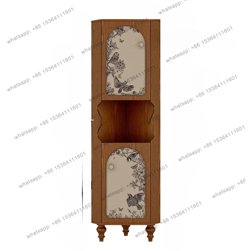 

French solid wood triangular cabinet, corner corner cabinet next to the sofa in the living room, locker customization