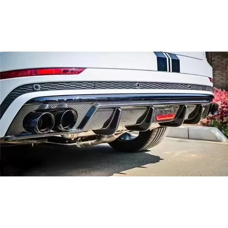 Carbon Fiber Rear Diffuser With LED Light For Audi Q8 S Line SQ8 4-Door 2021-2022