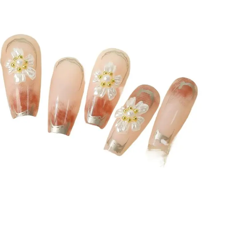 20 قطعة سحر الأظافر الجليد شفافة اللؤلؤ خمسة البتلات الزهور مسمار الزينة الراين الملحقات