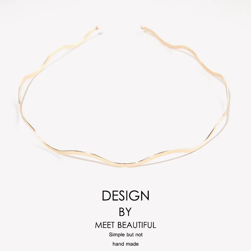 Einfache Gold Welligkeit Metall Haarbänder Elegante Welle Stirnbänder Mode Frauen Krone Kopf Hoop Haar Styling Kopfbedeckungen Zubehör Geschenke – Detail 6